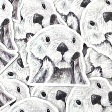 水彩插畫小動物 - 海獺 PVC防水貼紙 (霧面) 行李箱貼紙 電腦貼