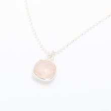 【Angel & Me】方形 粉晶 Rose Quartz s925 純銀 項鍊 生日禮物