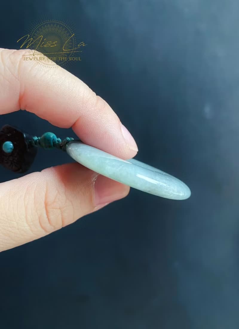 天然緬甸玉翡翠 烏雞 綠底 平安扣 黑檀木 綠松 包掛 手機掛 禮物