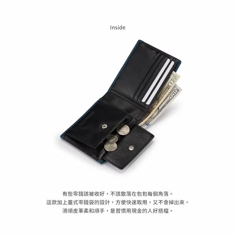 【情人節禮物/24H出貨】真皮短夾 雙鈔4卡 釦式零錢袋-0103-11803