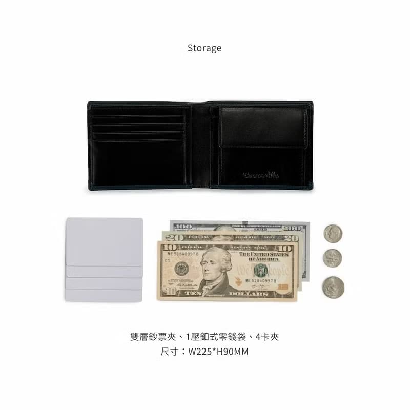 【情人節禮物/24H出貨】真皮短夾 雙鈔4卡 釦式零錢袋-0103-11803