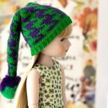 Elf hat for 14 inch dolls Ruby Red Fashion Friends for St. Patrick's Day, 娃娃帽