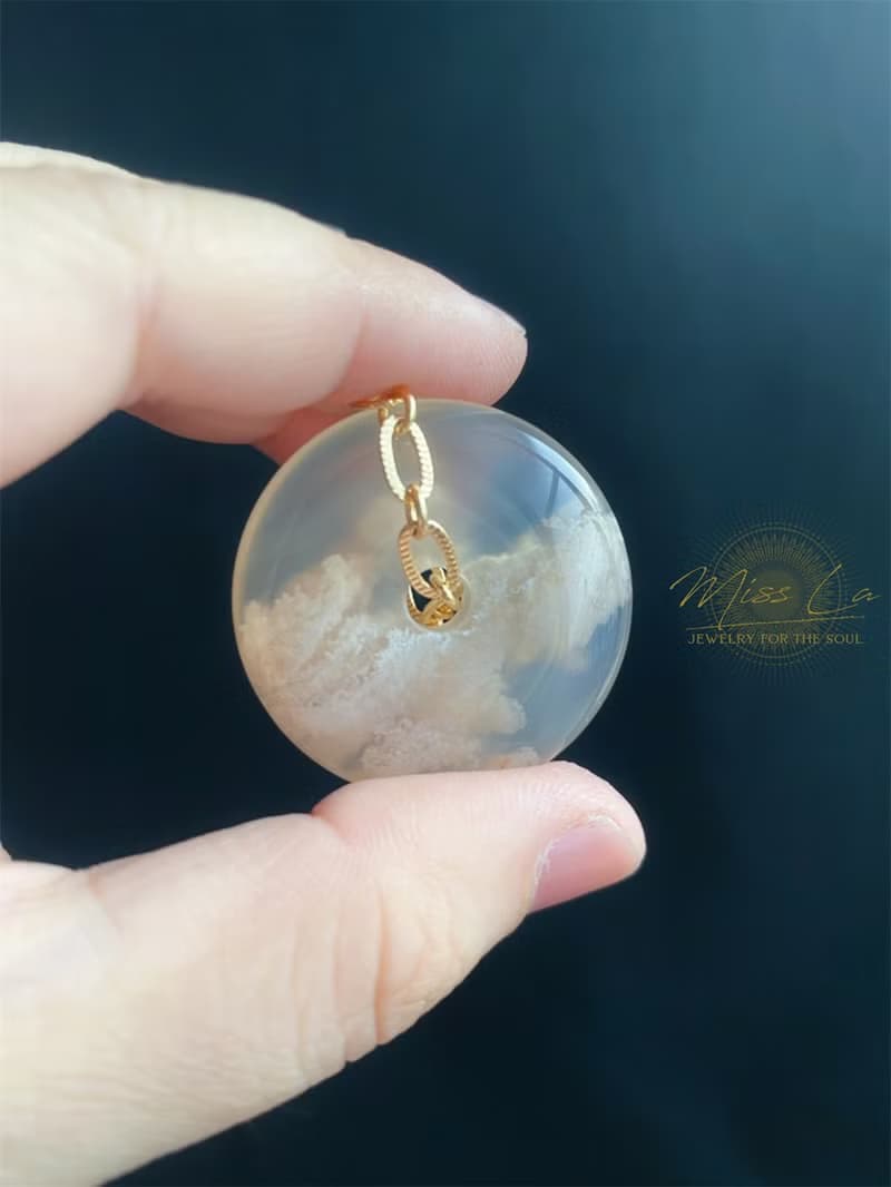 櫻花瑪瑙 厚庄 平安扣 透白小花 禮物 飾品 包掛 項鍊 生日