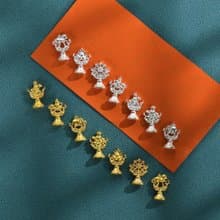 藏傳佛教 迷你純銀供品 八吉祥七政寶八瑞物發財元寶