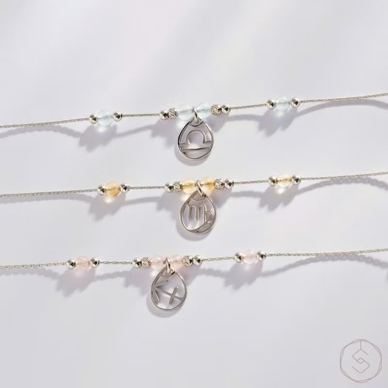 專屬星座 | 海藍寶 草莓晶 黃水晶 | 天然水晶手鍊 (CONNY系列)