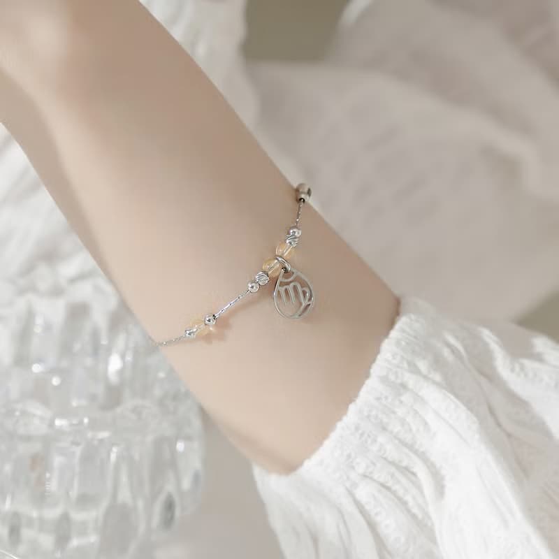 專屬星座 | 海藍寶 草莓晶 黃水晶 | 天然水晶手鍊 (CONNY系列)