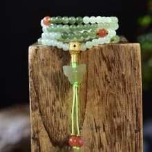 天然和田玉108佛珠手鏈項鏈  玉質細膩油潤