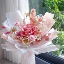 粉色漫舞永生花花束