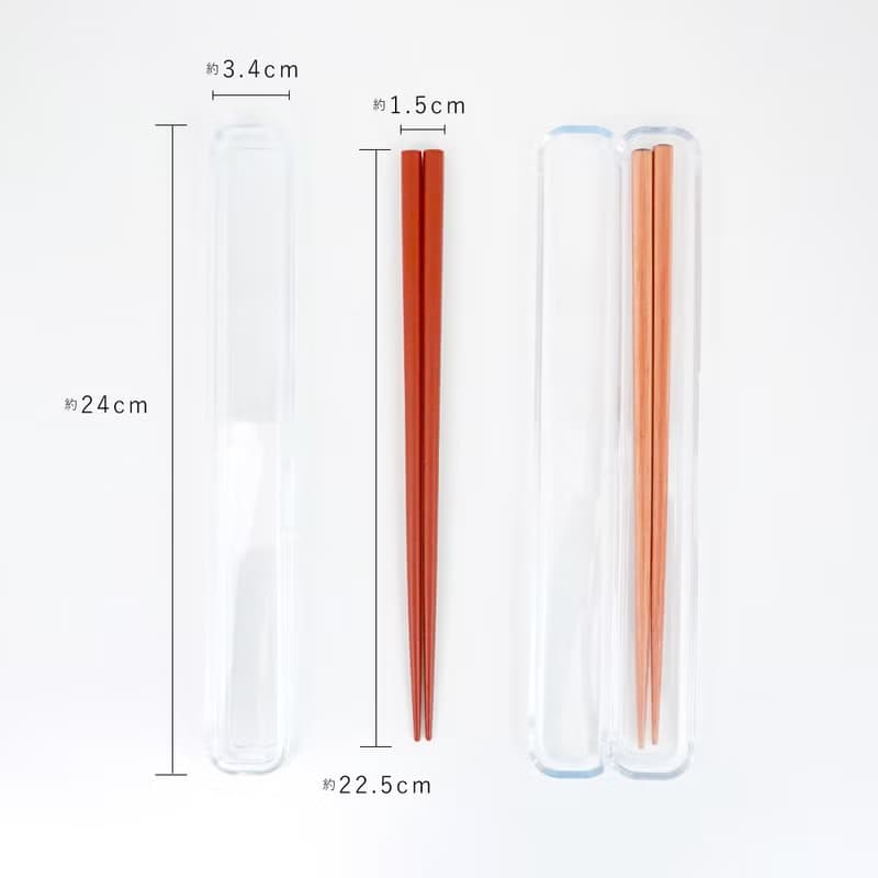 Garden Chopsticks 23cm with Clear Case Natural Wood Cutlery Gift Present Japan