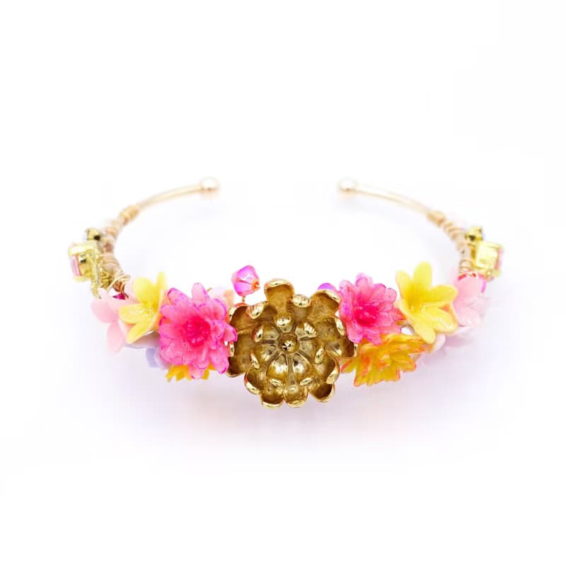 Zinnia : 百日草花束美人魚鍍金手鐲 - Pamycarie 手工製作飾品