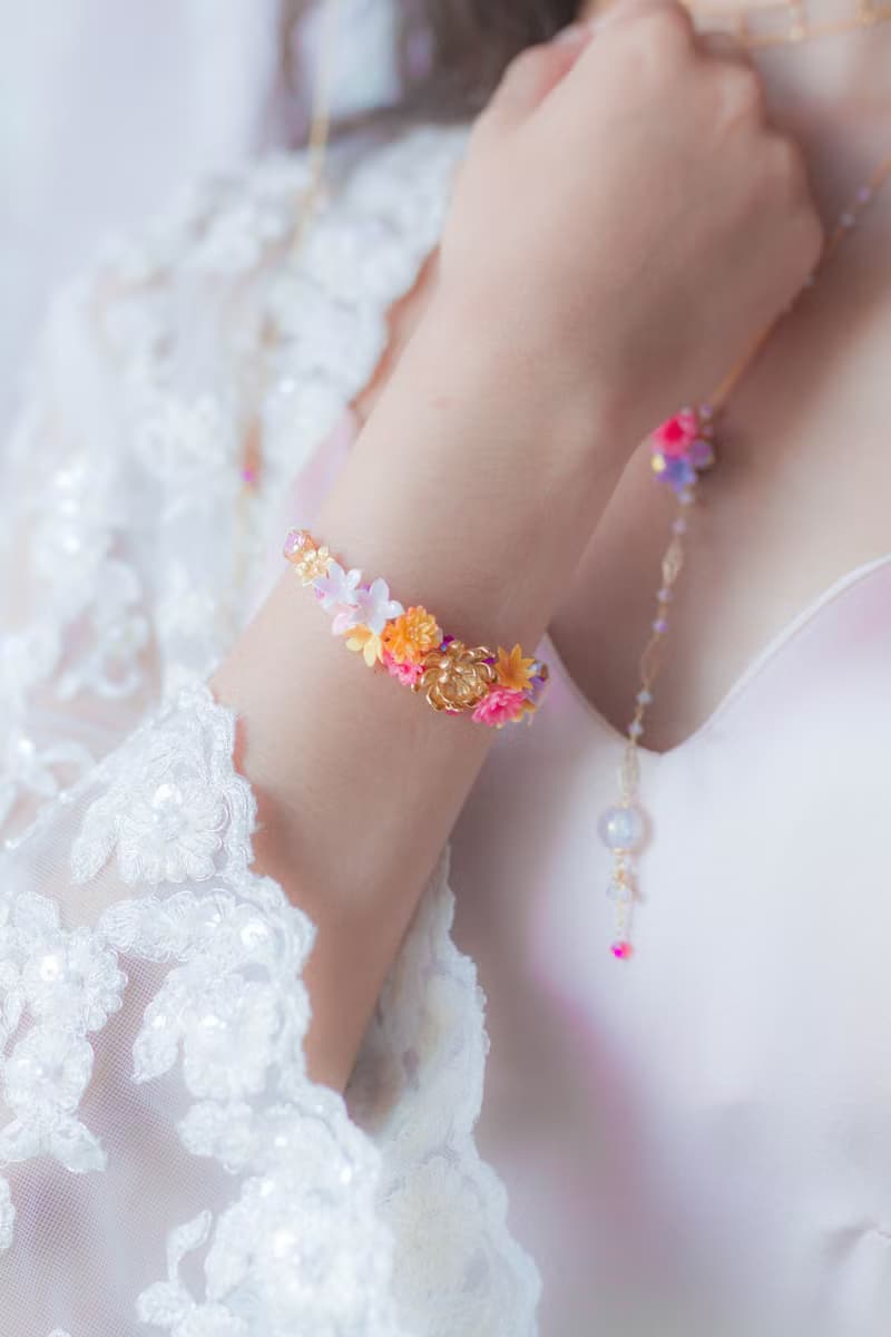 Zinnia : 百日草花束美人魚鍍金手鐲 - Pamycarie 手工製作飾品