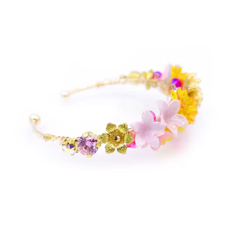 Zinnia : 百日草花束美人魚鍍金手鐲 - Pamycarie 手工製作飾品