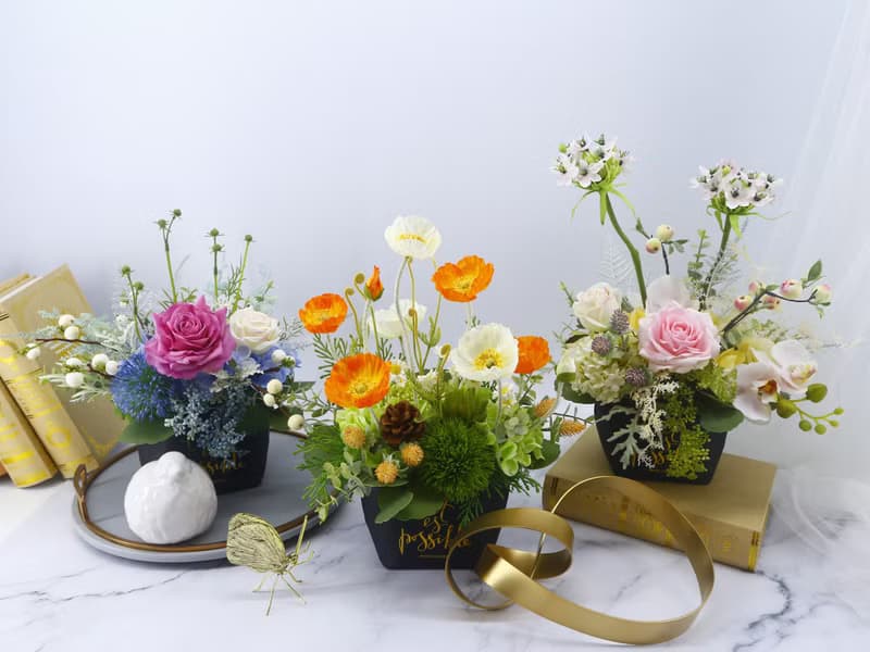 春日微風橘白虞美人紙袋花禮/擬真花/婚禮/居家/花禮/佈置/美化