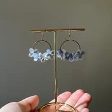 微醺 藍紫小花圈 軟陶耳環 耳針/耳夾