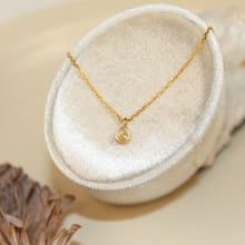 【蜜金栗子】18K 黃K金 0.14克拉栗子型黃彩鑽項鍊 黃鑽 黃鑽項鍊