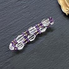 增強運勢 增智慧-立體切面白水晶x切面紫水晶黃銅手排 手環手鍊