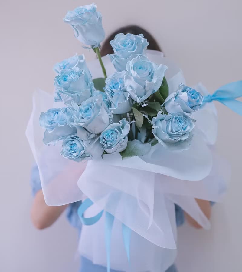 2025七夕 情人節藍色 韓式花束  生日花束 女友禮物