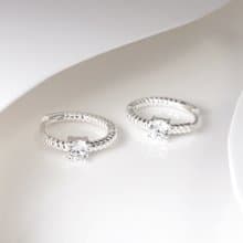 純銀 閃鑽麻花 易扣耳環 925純銀耳環 女生耳環 情人節禮物