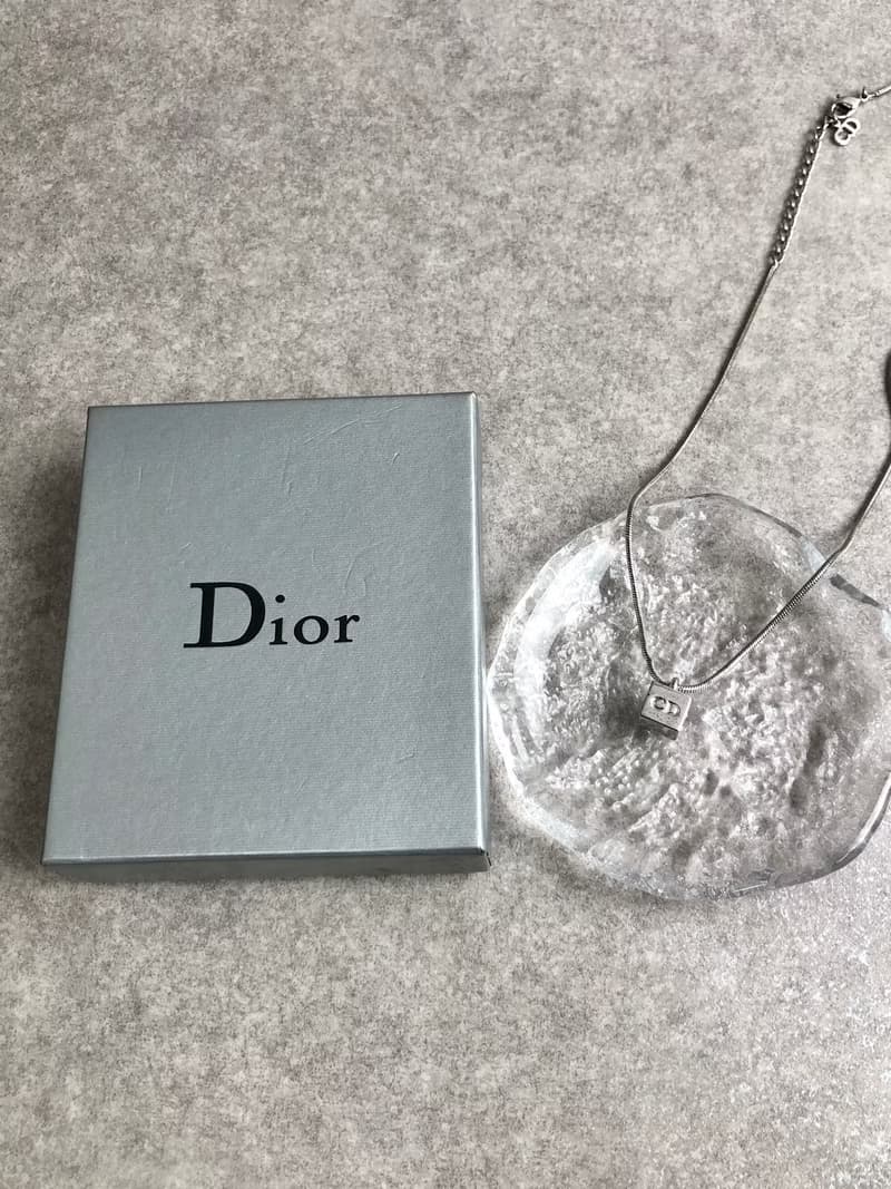 【 日本直送　名牌中古包 】Christian Dior クリスチャン ディオール ネックレス シルバー CD キューブ vintage オールド aurwmg