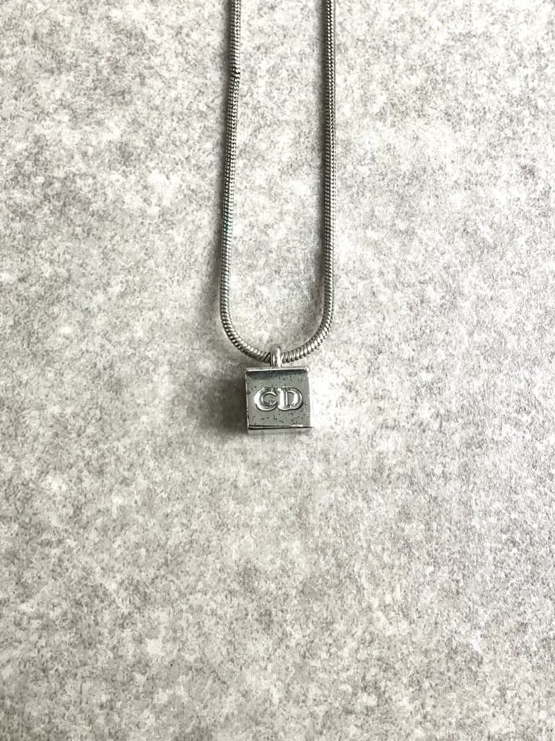 【 日本直送　名牌中古包 】Christian Dior クリスチャン ディオール ネックレス シルバー CD キューブ vintage オールド aurwmg