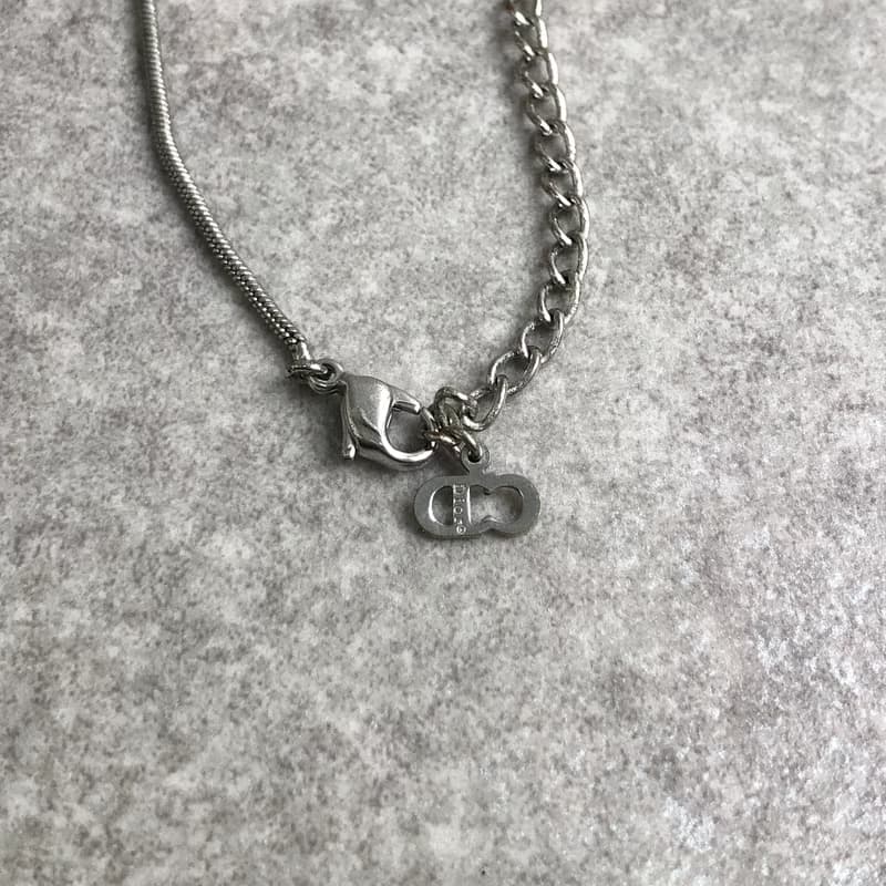 【 日本直送　名牌中古包 】Christian Dior クリスチャン ディオール ネックレス シルバー CD キューブ vintage オールド aurwmg