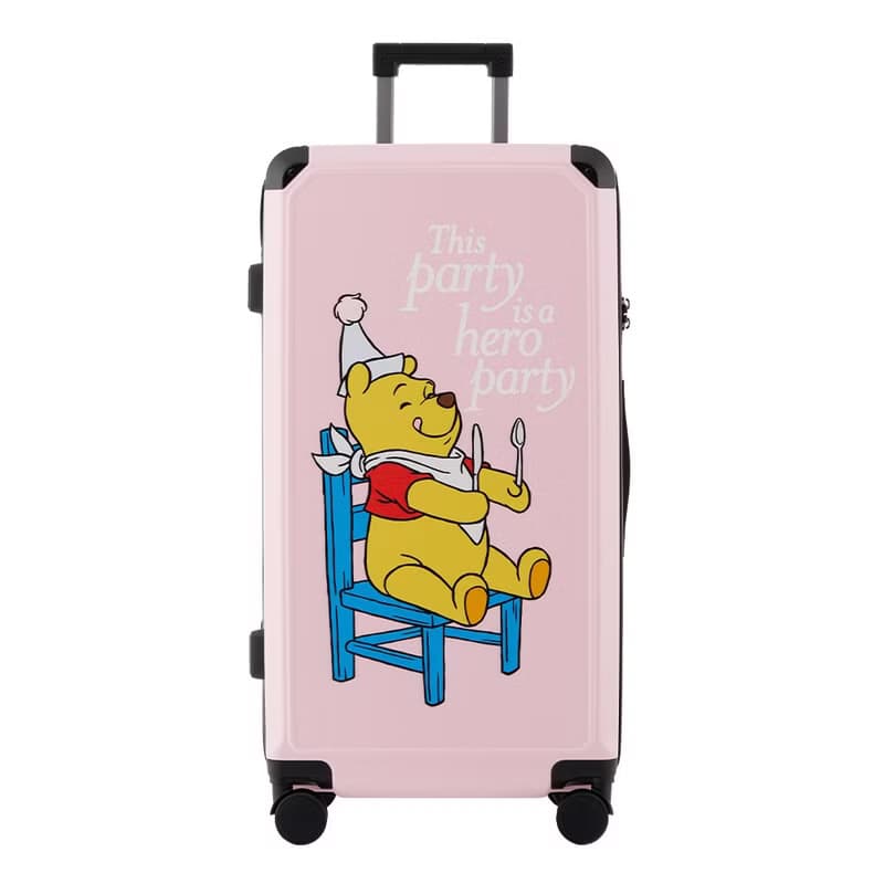 【迪士尼Disney】28吋拉鍊款行李箱 胖胖箱 旅行箱-小熊維尼粉