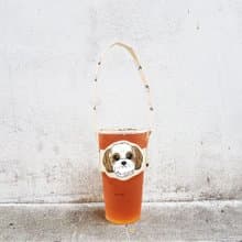 西施 2毛色 褐白/黑白 造型隨行飲料杯套提袋 飲料提袋