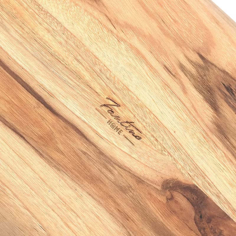 天然柚木厚底方型托盤-條紋款│34CM不上漆原木製 露營野餐