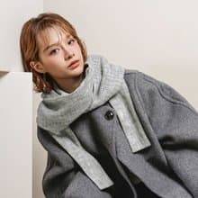 Mist 系列 - 銀慕 * 灰色 十字紋 混織毛料 棉料 圍巾 連帽圍巾