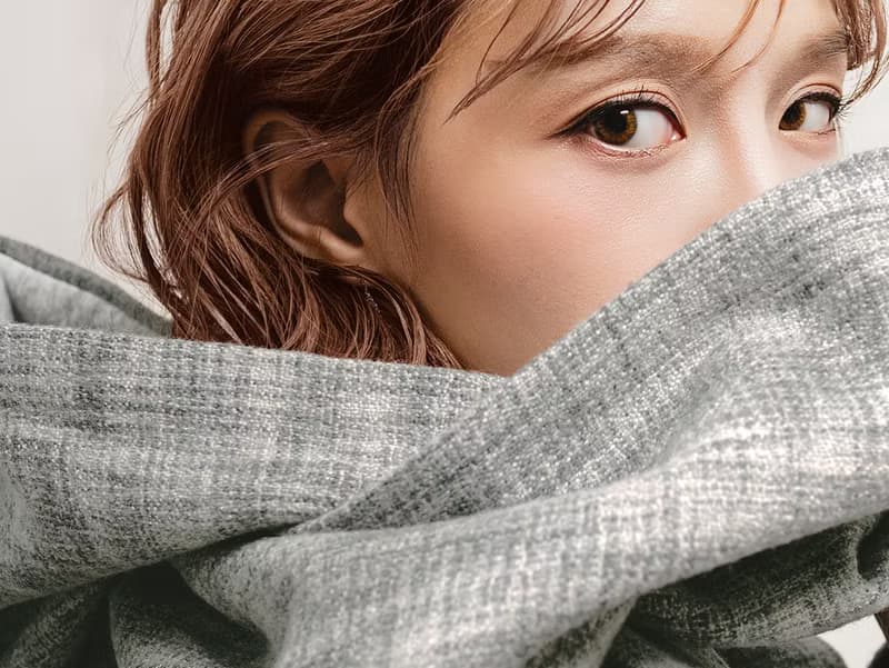 Mist 系列 - 銀慕 * 灰色 十字紋 混織毛料 棉料 圍巾 連帽圍巾