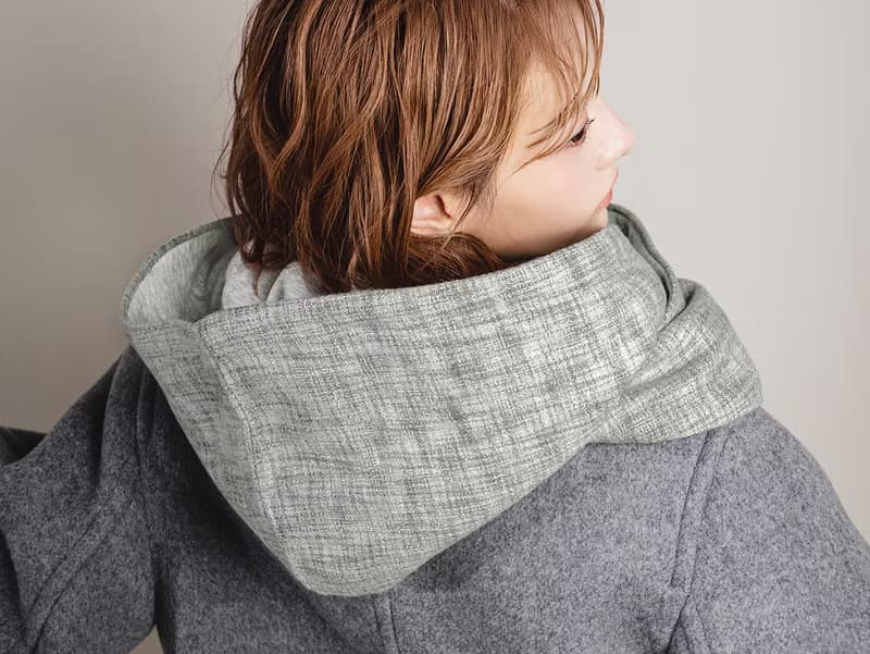 Mist 系列 - 銀慕 * 灰色 十字紋 混織毛料 棉料 圍巾 連帽圍巾