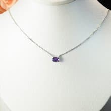 || 2月誕生石 ||  單顆 紫水晶 925純銀 極細鎖骨項鍊