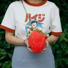 軻人手工羊毛氈水果草莓包斜跨單肩手提女包肩帶可調節森系小清新