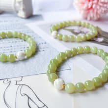 白貝母 黃口和田玉 14k包金原創設計手鍊