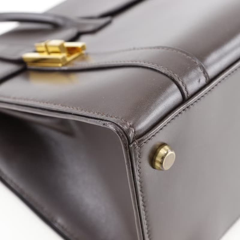 【日本直送】エルメス HERMES ドラッグ30 ハンドバッグ ボックスカーフ 茶 レディース【中古】