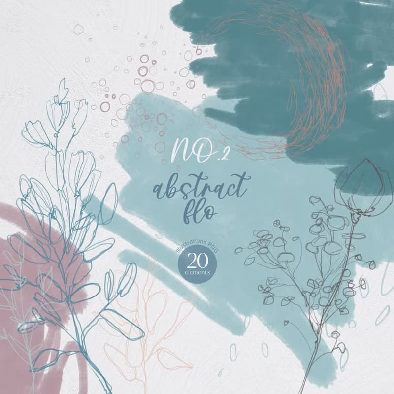 【數位】Flower line art, dried flower bouquet, fine line poster, botanical line art