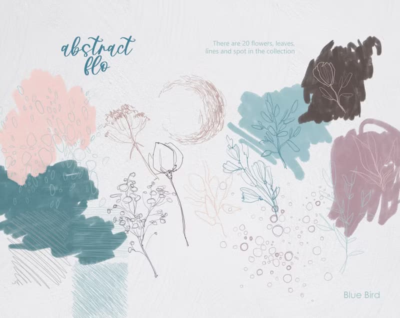 【數位】Flower line art, dried flower bouquet, fine line poster, botanical line art