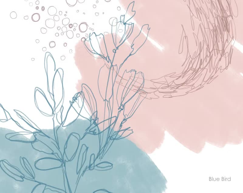 【數位】Flower line art, dried flower bouquet, fine line poster, botanical line art