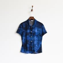 【蛋植物古著】星雲花束印花短袖古著襯衫