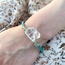 白水晶立體兔子中國結編織手鍊