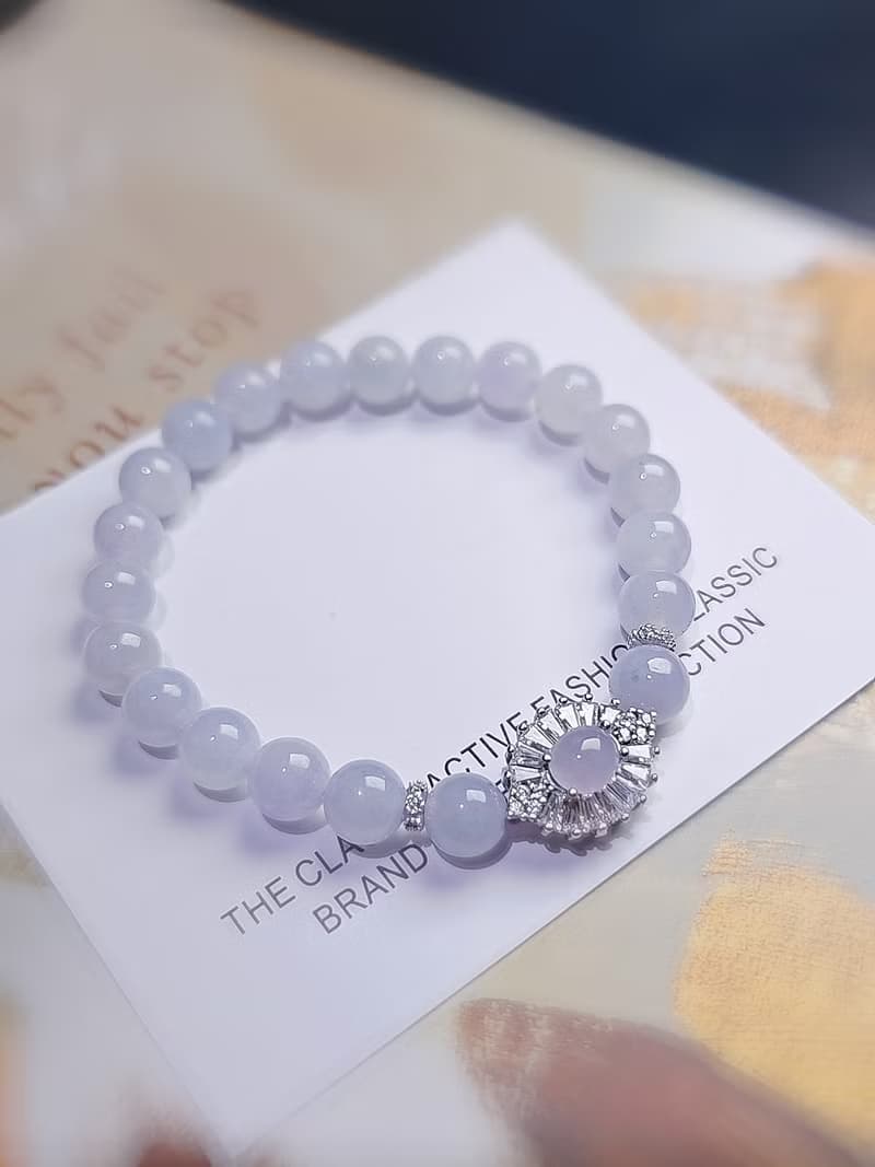 貴氣•招財|莫內花園紫珠+冰粉紫蛋萬用台|緬甸A貨翡翠純銀手串