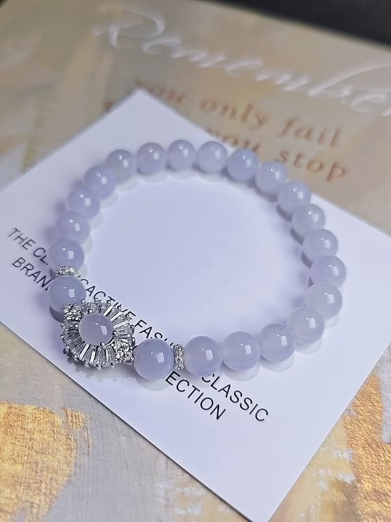 貴氣•招財|莫內花園紫珠+冰粉紫蛋萬用台|緬甸A貨翡翠純銀手串