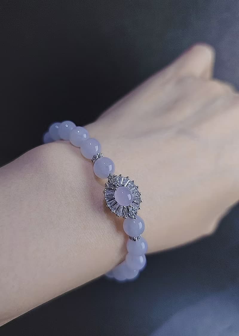 貴氣•招財|莫內花園紫珠+冰粉紫蛋萬用台|緬甸A貨翡翠純銀手串