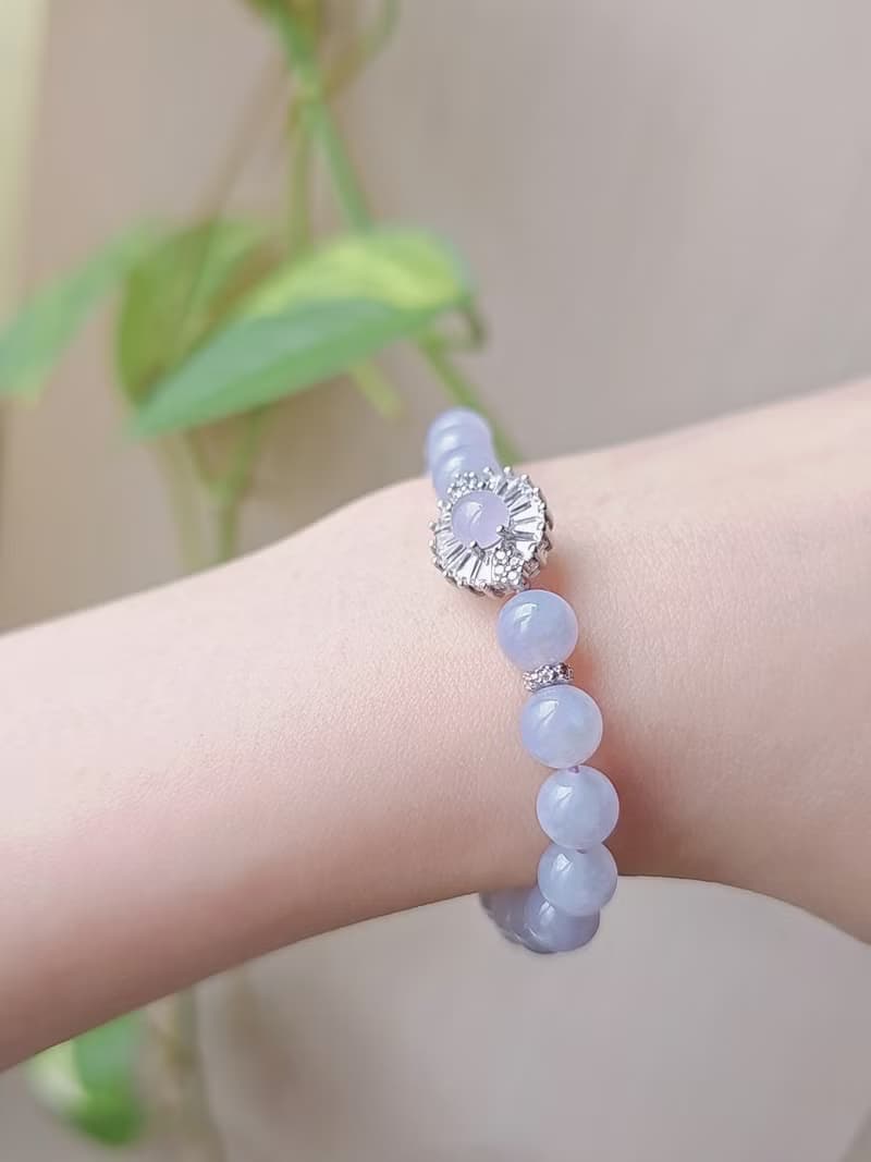 貴氣•招財|莫內花園紫珠+冰粉紫蛋萬用台|緬甸A貨翡翠純銀手串