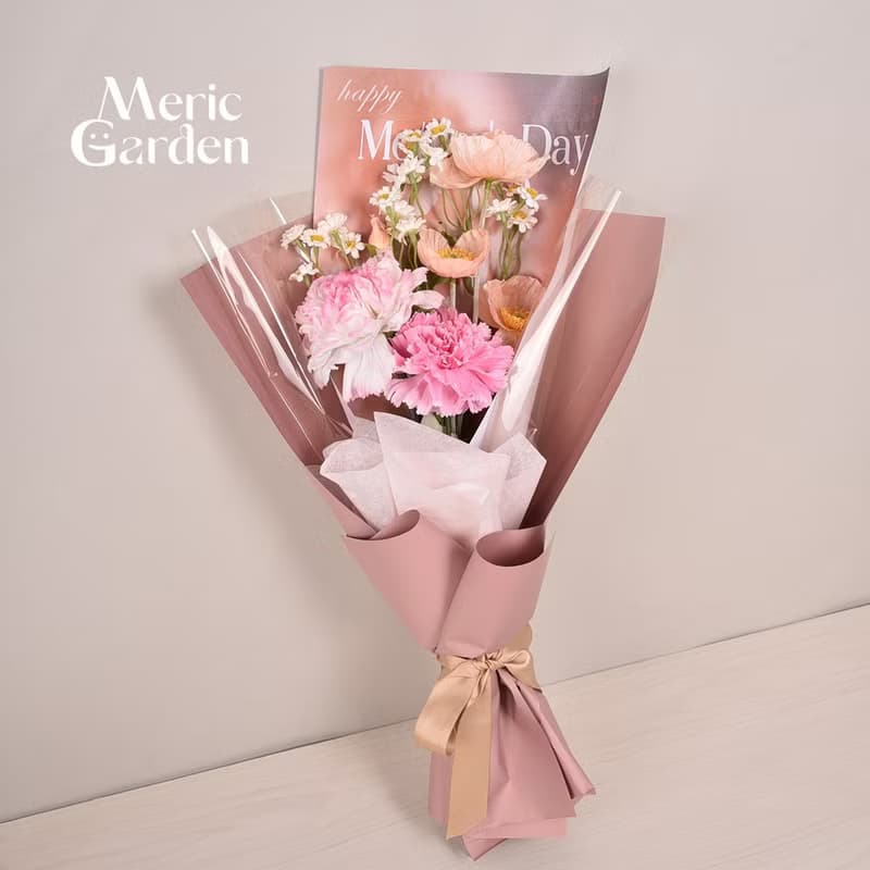 仿真粉橘馨語 康乃馨花藝花束 Meric Garden