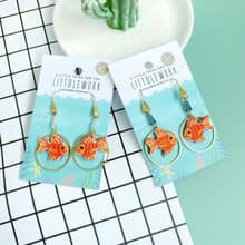 刺繡耳環 | 耳夾 / 耳勾 - 金魚 | Littdlework