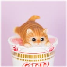 デバリエ ca216y【正規品】猫の置物 茶トラ カップラーメン マグネット レジン製 ギフト かわいい 誕生日プレゼント