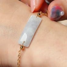 【願‧無事】冰種翡翠無事牌手鍊 14K包金 | 天然緬甸A貨翡翠 |