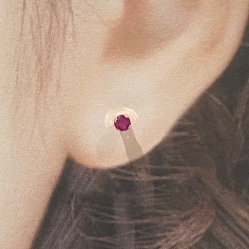 【K14 GOLD RUBY】14金 3mm 立爪 ルビー ピアス 14KP4  7月誕生石 【SOLID GOLD】