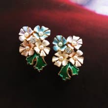 Vintage Jewelry 西洋古董飾品 優雅粉嫩花朵 夾式耳環